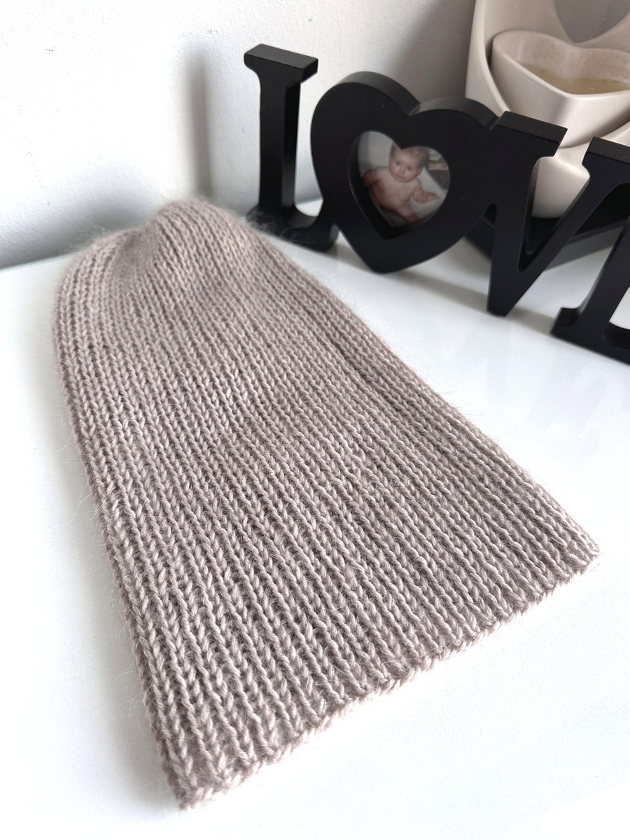 AUREA – ręcznie robiona ciepła czapka beanie merino + moher i jedwab damska 23/20 Jasny Beż
