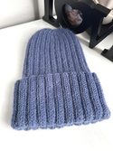 Ręcznie robiona czapka beanie MIRA 100% Merino plus moher i jedwab 13 dżins