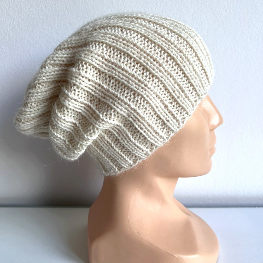 LAURIN – czapka zimowa beanie z alpaki 100% 100 Ecru