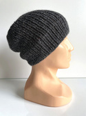 KIARA – czapka beanie z alpaki 100% 506 ciemny szary uniwersalna jesienno‑zimowa