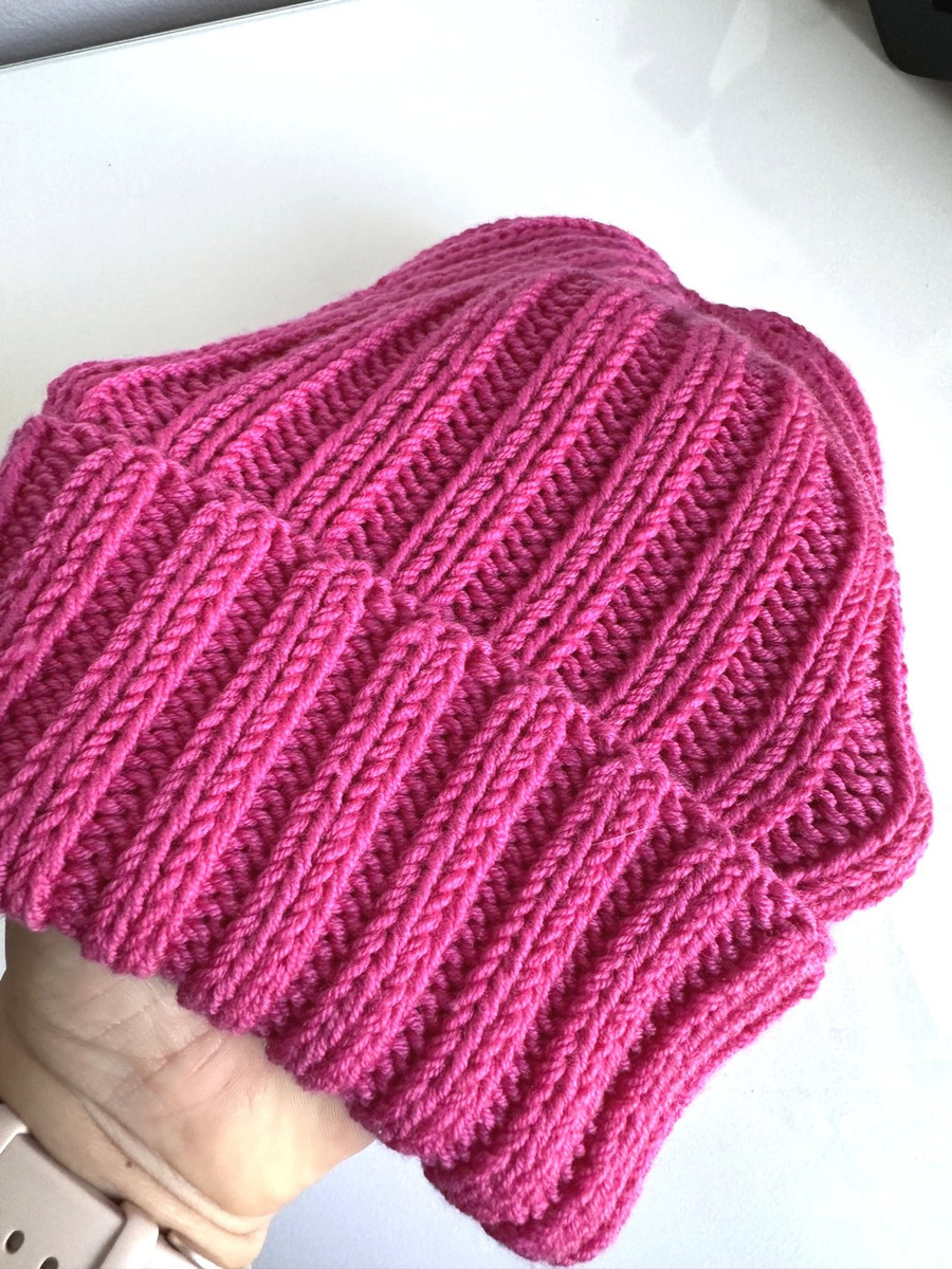 HELLI – czapka merino beanie wywijana 100% baby merino 08 fuksja, jesienno-zimowa, unisex