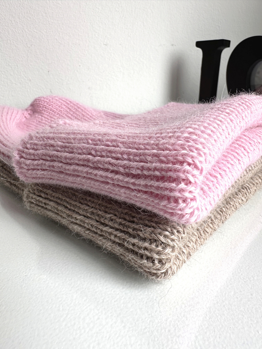 Czapka wywijana HELEN 100% Alpaka 3140 Jasny Róż