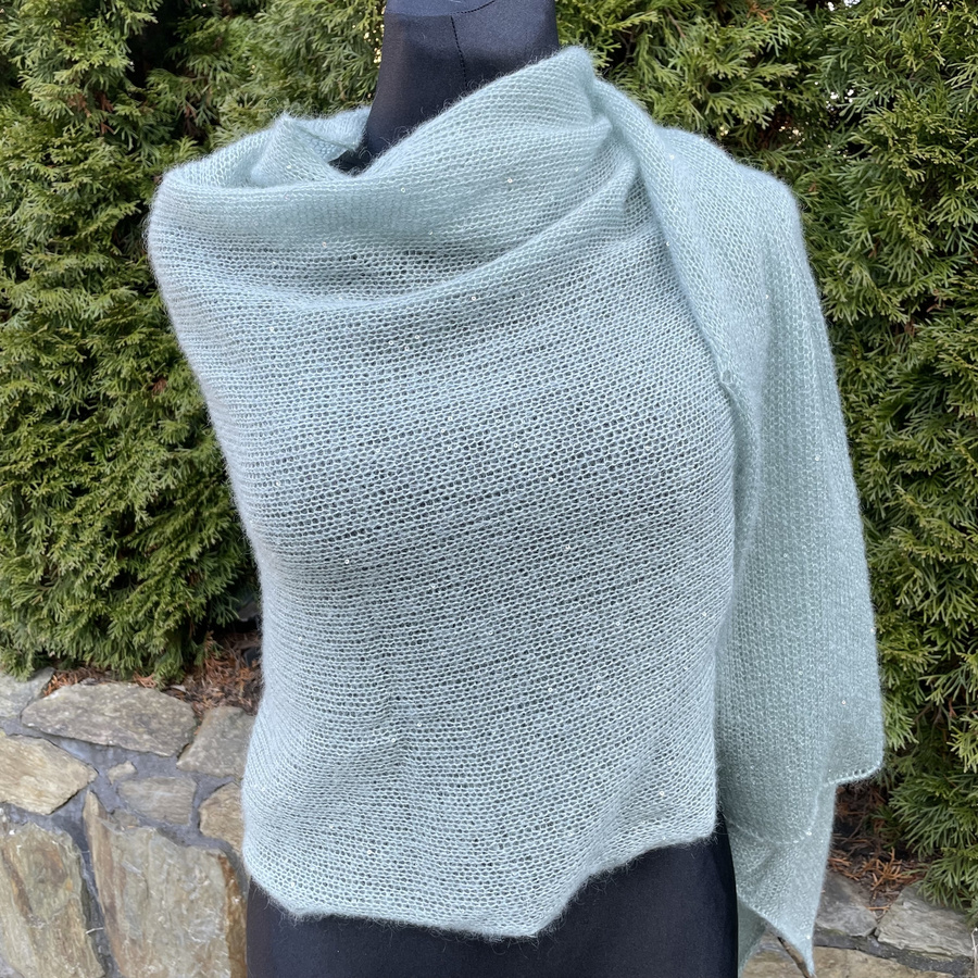 Delikatny i zwiewny szal moher z merynosem Ciemny Róż Pudrowy 60 x 180 cm