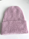 NANA – czapka wywijana z wełny baby merino 54 Pudrowy Róż