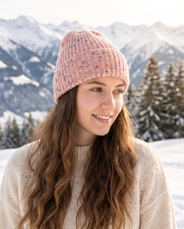 VARELLA – czapka merino beanie wywijana 100% baby merino 103 Urodzinowe Confetti różowa