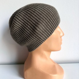 VARELLA – czapka z wełny merino beanie 100% baby merino 57 szaro‑brązowa