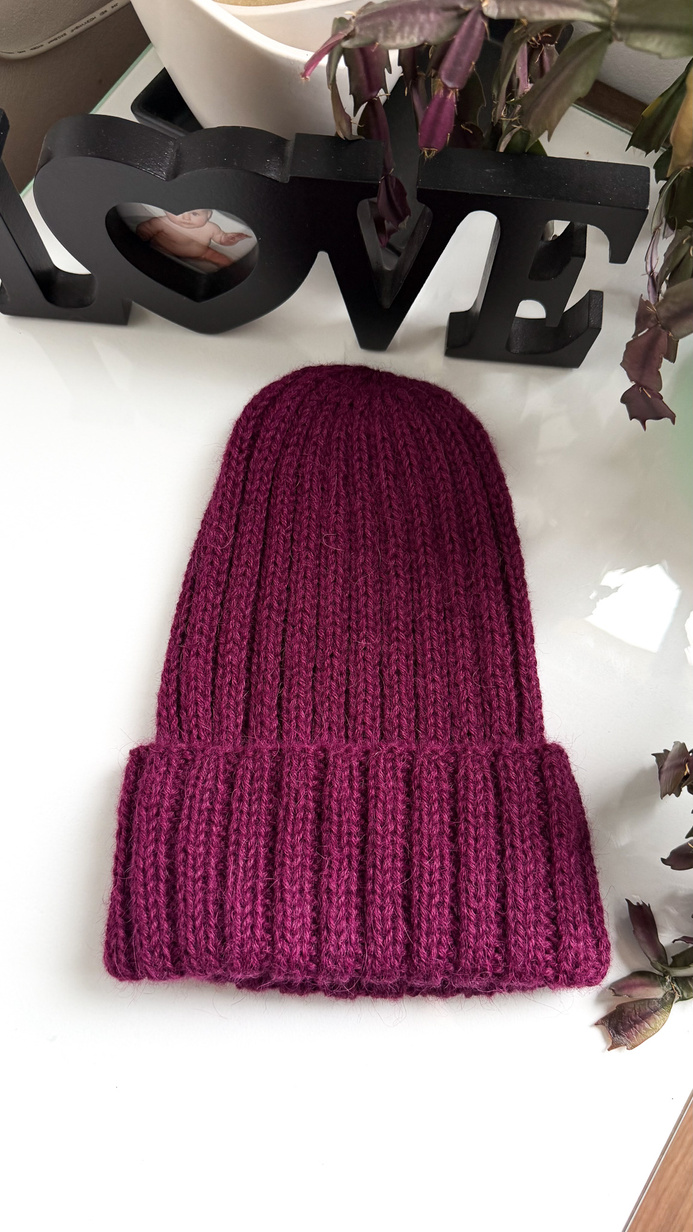 LAURIN Beanie 100% Alpaca 9045 Rubinowy