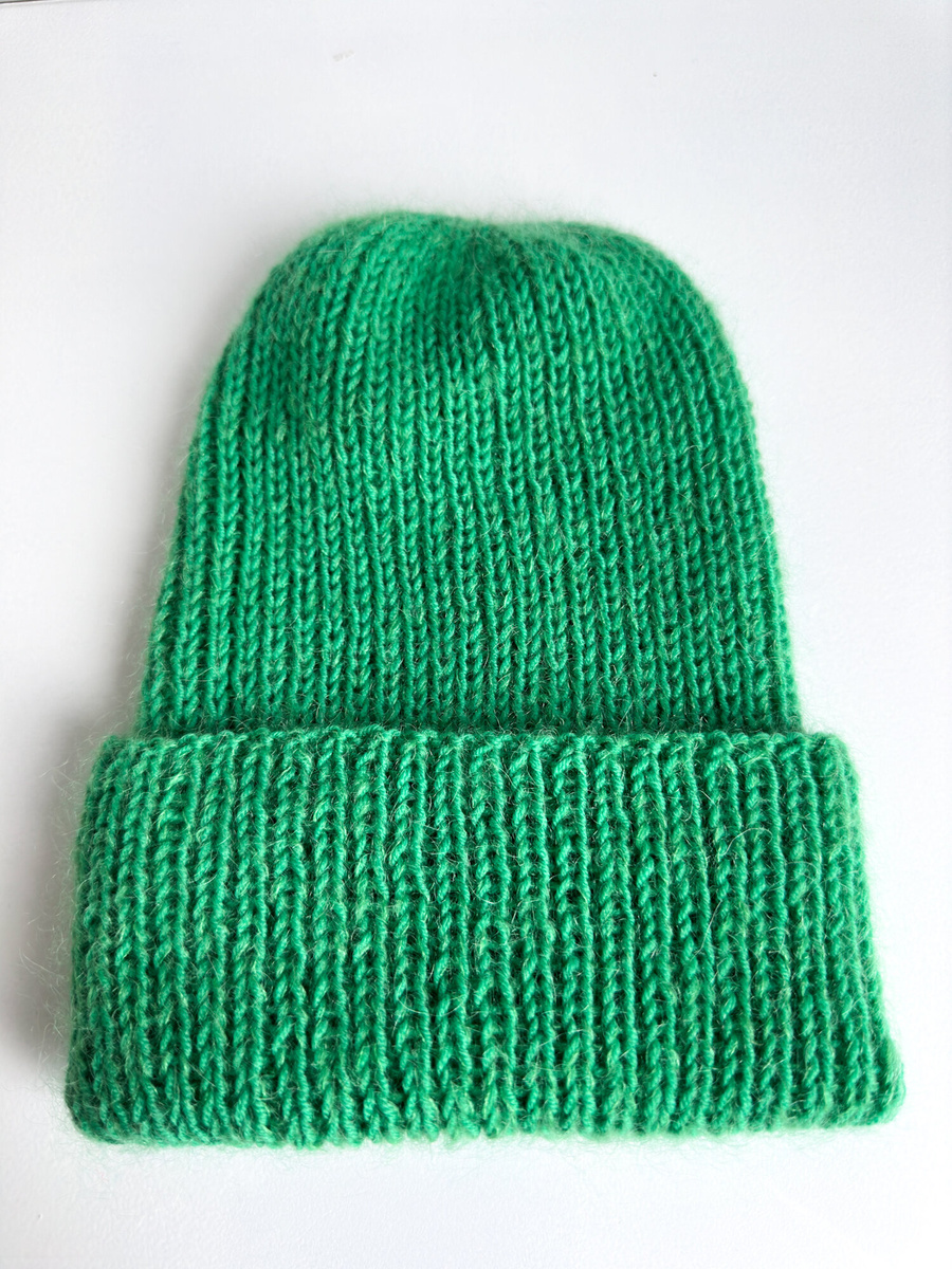 AUREA – ręcznie robiona czapka beanie baby merino + moher i jedwab dziecięca/damska 31/48 jaskrawozielony