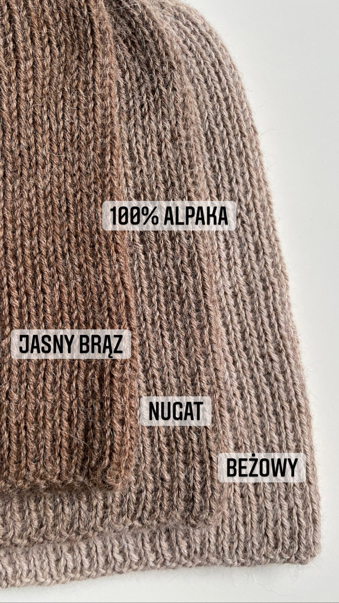 KIARA Alpaca Beanie 100% 2020 Jasny Nugat