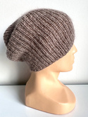 AUREA – ręcznie robiona czapka beanie baby merino + moher i jedwab damska 17/41 Beż