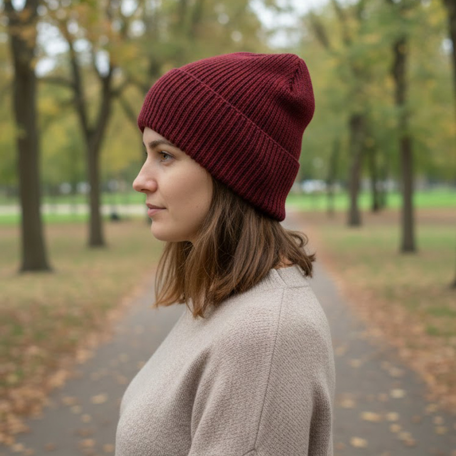 HELEN – czapka z alpaki damska 100% 9040 ostrokrzew bordowa zimowa