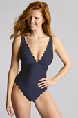 Strój kąpielowy jednoczęściowy Panache Swim SIGNATURE SCALLOP SW1760C TAYLOR Non Wired Plunge Swimsuit Signature Ink Blue