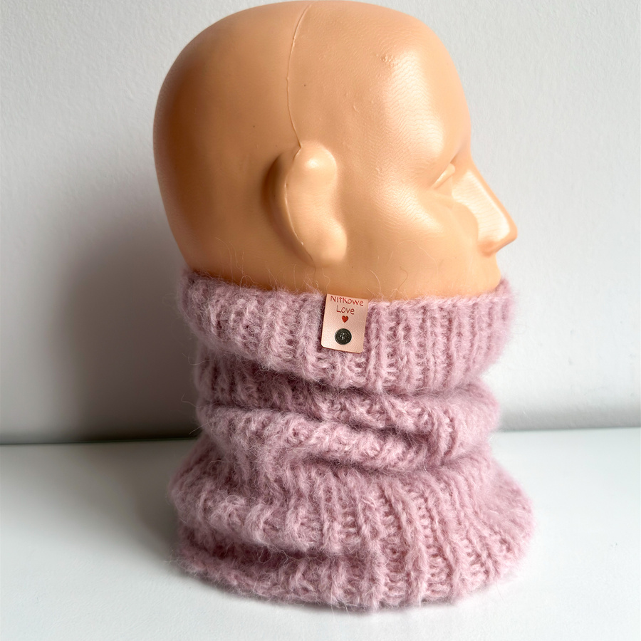 Ręcznie robiony KOMIN WATA CUKROWA Alpaka z Merynosem 06 Pudrowy Róż