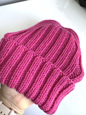 HELLI – czapka merino beanie wywijana 100% baby merino 08 fuksja, jesienno-zimowa, unisex