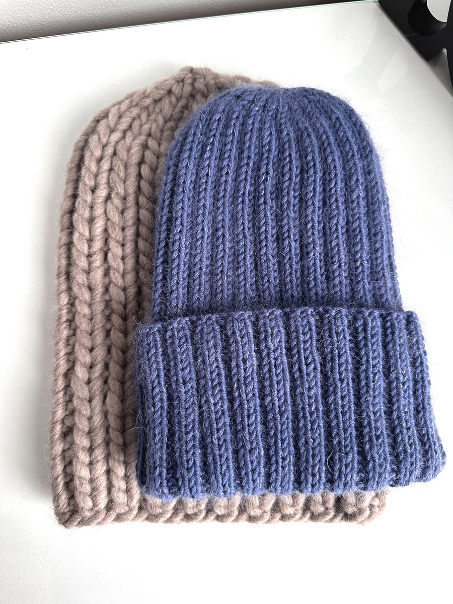 Ręcznie robiona czapka beanie MIRA 100% Merino plus moher i jedwab 13 dżins