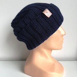 HELLI – czapka merino wywijana 100% Baby Merino 13 granatowy