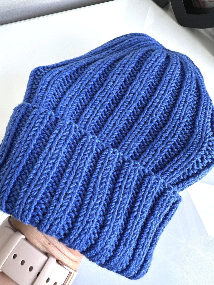 HELLI – czapka beanie z wełny merino 100% Baby Merino 33 jaskrawoniebieska jesienno-zimowa