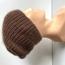 Handmade Czapka damska AUREA 100% Baby Merino plus moher i jedwab 52/35 Czekolada mleczna