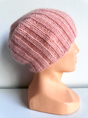 MARGARET – ręcznie robiona czapka beanie alpaka + moher jedwab 9033/53 Lody Truskawkowe