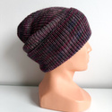 Czapka wywijana HELEN 100% Alpaka ręcznie farbowana fioletowa