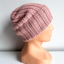 LAURIN Mütze mit Umschlag 100% Alpaka 9033 Lody Truskawkowe Rosa