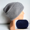 MAREN Turn-Up Cashmere Beanie 100% 638 Indaco Nitkowe Love