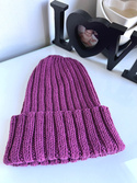 HELLI – czapka merino wywijana zimowa 100% baby merino 34 Wrzos
