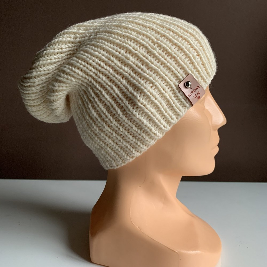 NANA – czapka beanie z wełny merino 100% Baby Merino 02 Ecru