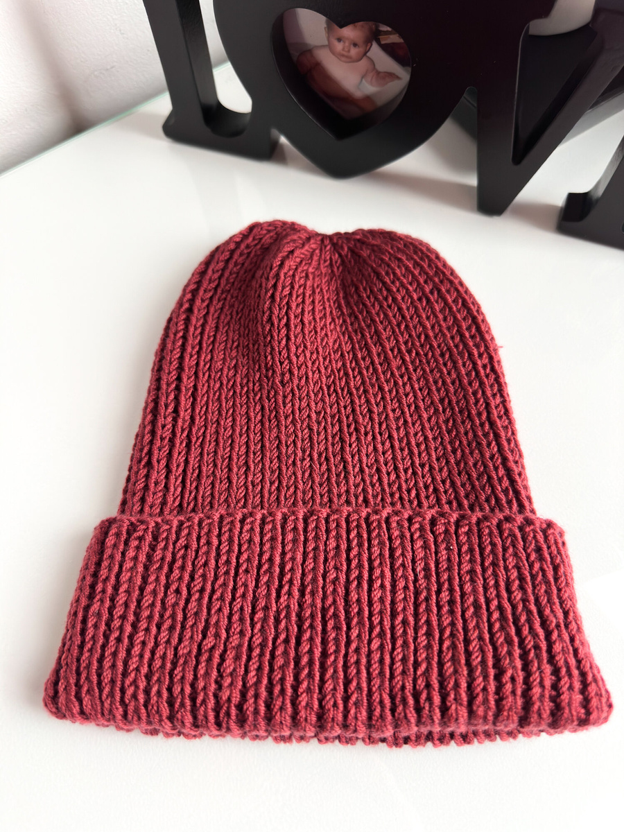 NANA – czapka wywijana z wełny baby merino 51 bordowy