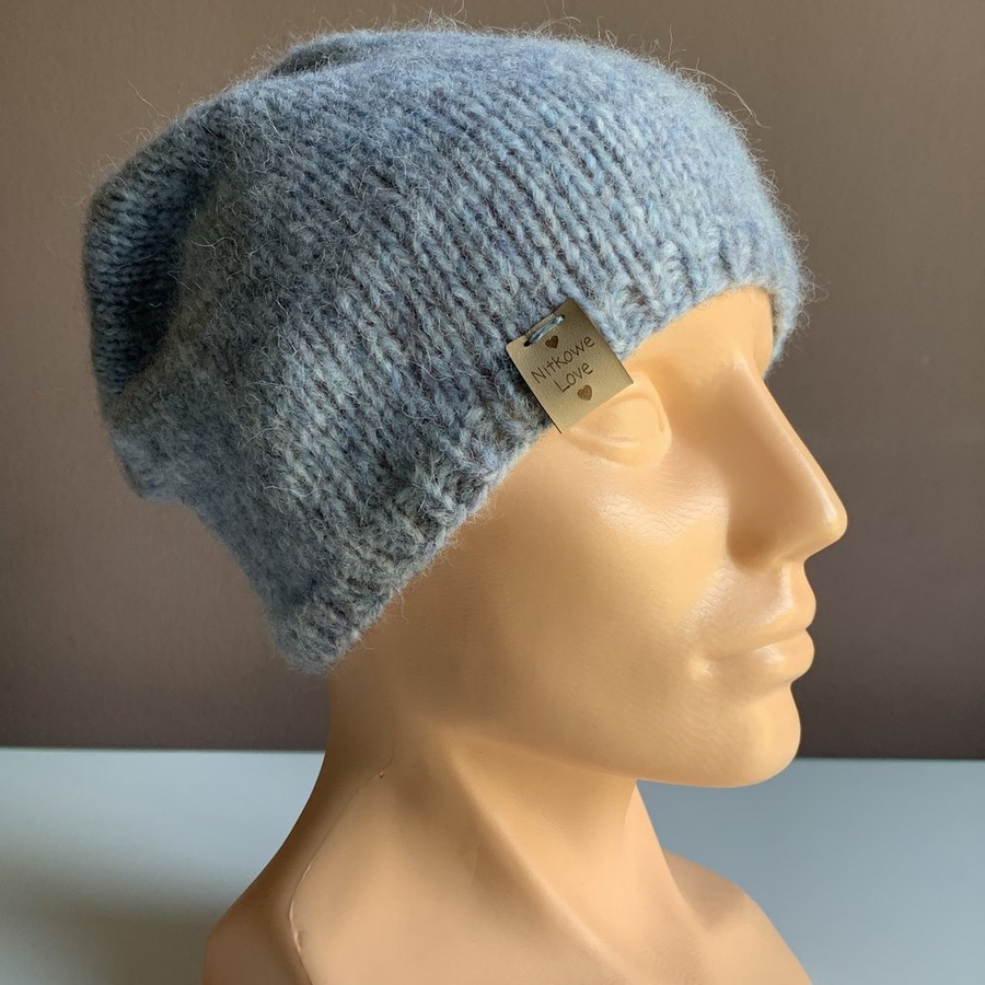 CHMURKA Beanie-Mütze aus Alpaka 10 Mgła szary niebieski