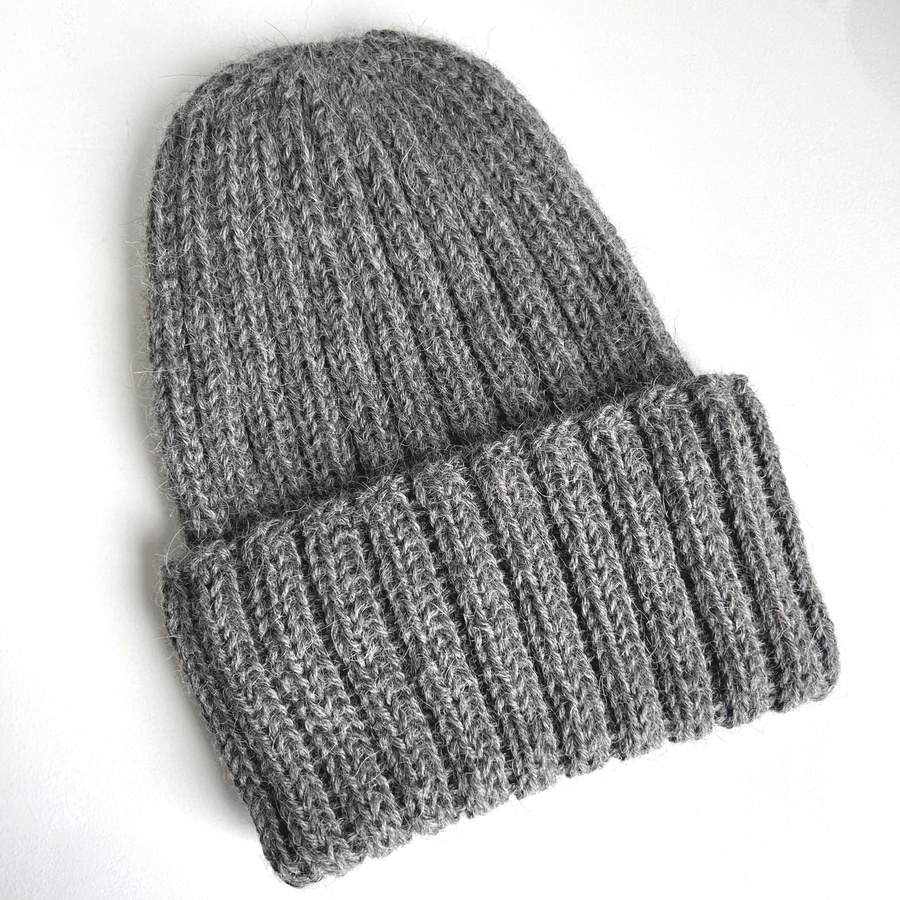 LAURIN Turn-Up Beanie 100% Alpaca 517 Medium Grey