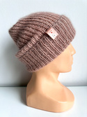 AUREA – ręcznie robiona czapka beanie baby merino + moher i jedwab dziecięca/damska 49/41 Pustynna Róża