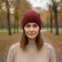 HELEN – czapka z alpaki damska 100% 9040 ostrokrzew bordowa zimowa