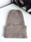 AUREA – czapka beanie handmade baby merino + moher i jedwab damska/dziecięca 57/12 Szaro-Brązowy