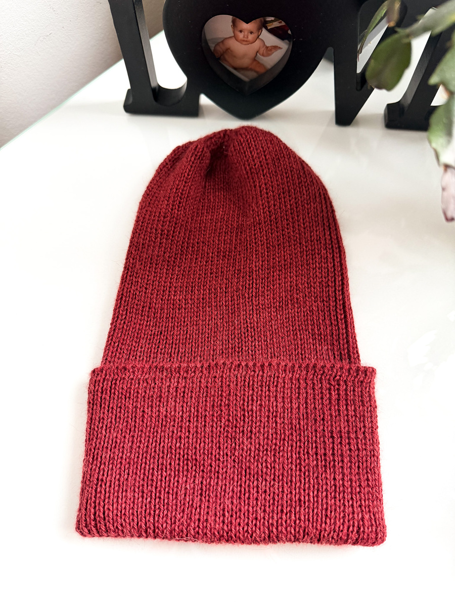HELEN – czapka z alpaki damska 100% 9040 ostrokrzew bordowa zimowa