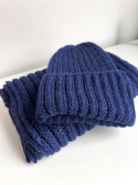 LAURIN Mütze mit Umschlag 100% Alpaka 5575 Navy