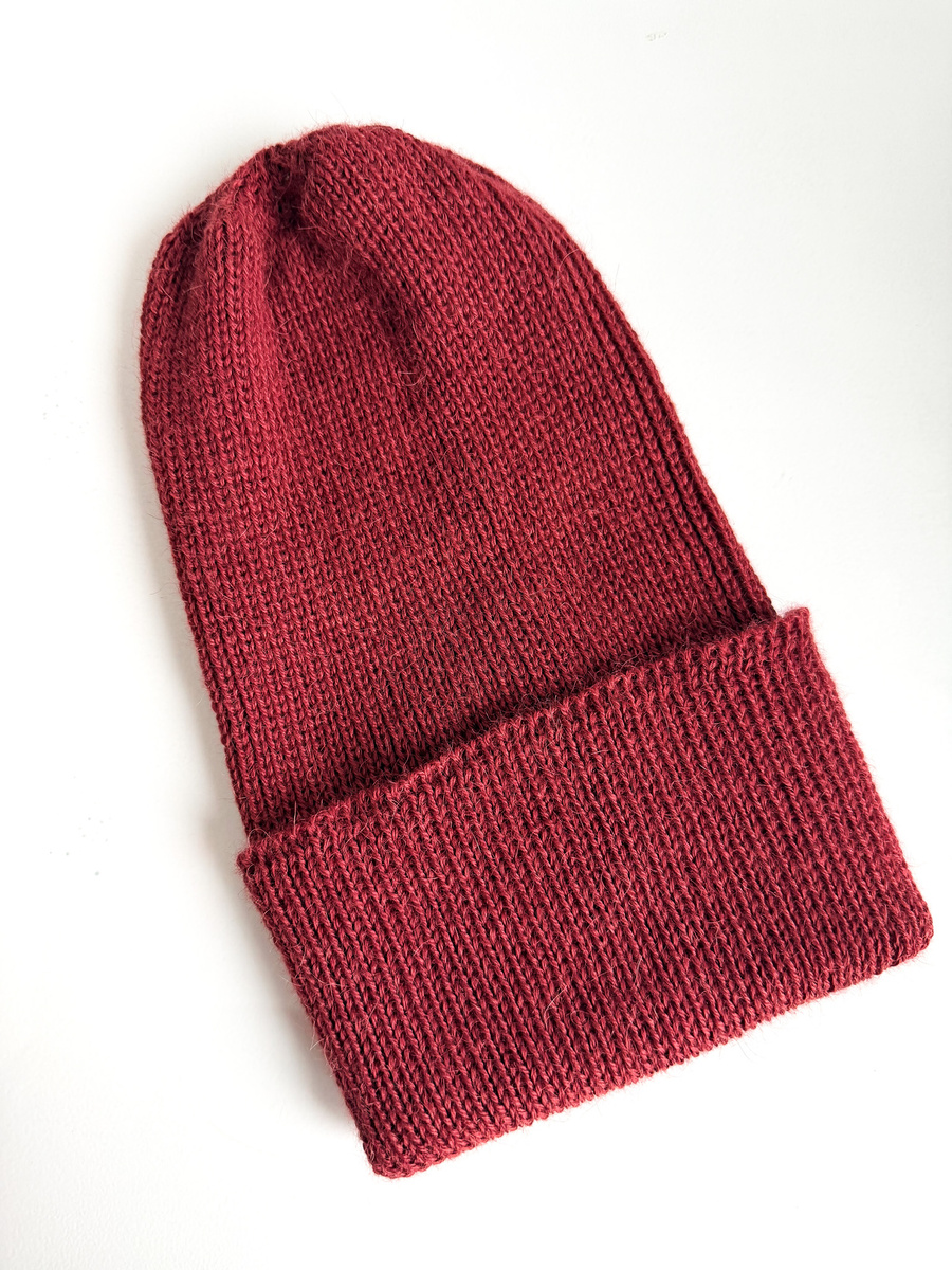 Czapka wywijana HELEN 100% Alpaka 9044 ciemne winogrona