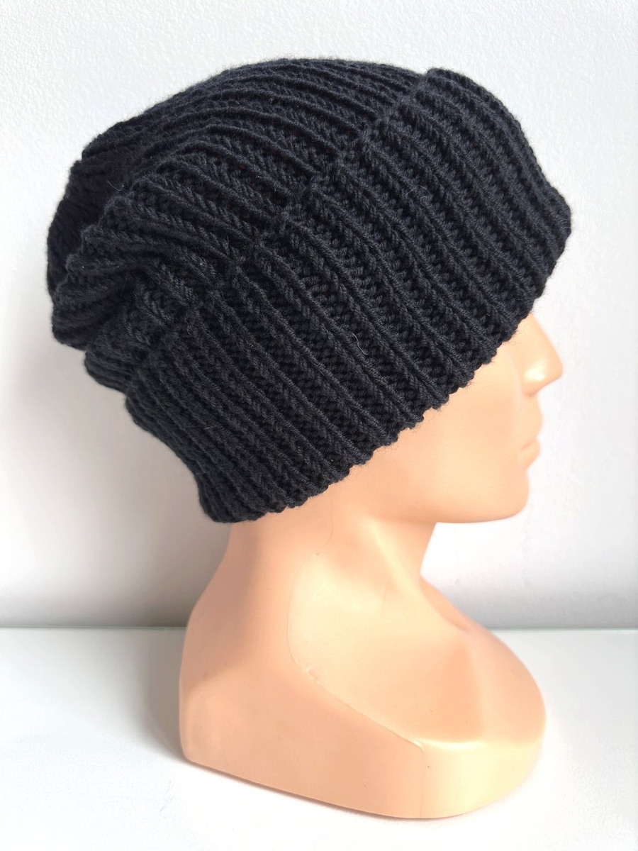 Czapka wywijana NANA 100% Baby Merino 21 Czarny