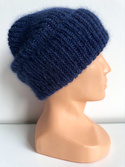 AUREA – ręcznie robiona ciepła czapka beanie baby merino + moher i jedwab dziecięca/damska 13/28 Granatowy