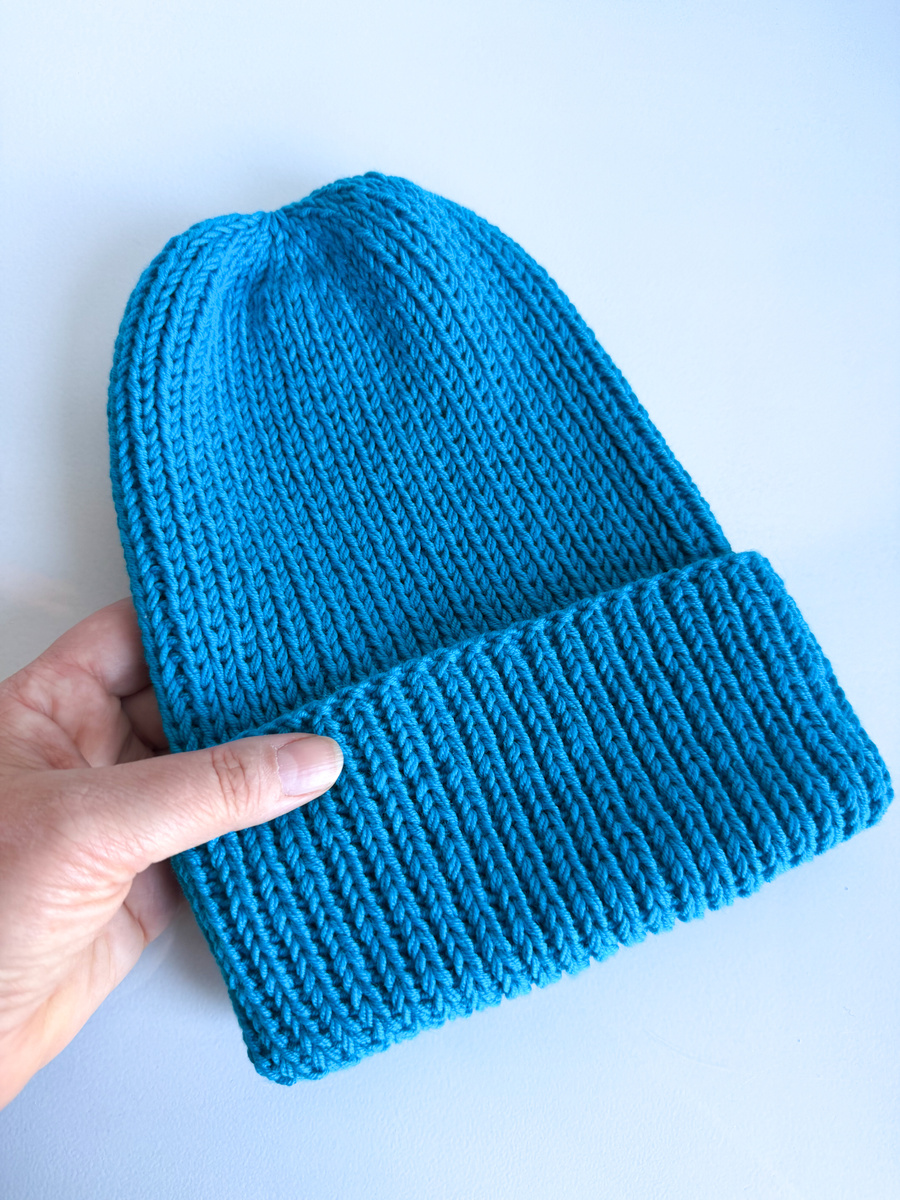 NANA – czapka wywijana beanie z wełny baby merino 32 turkusowy