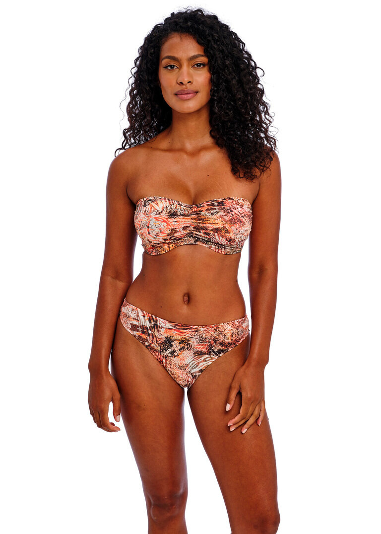 KOMPLET - Strój kąpielowy Freya Swim DESERT CAT Sunset AS205910SUT Uw Bandeau Bikini Top (34D) + majtki wiązane
