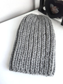 ASHER – gruba czapka zimowa damska beanie z wełny Nitkowe Love 04 Średni Szary