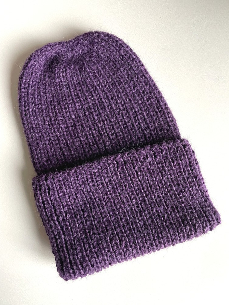 KIARA Turn-Up Beanie 100% Alpaca 4400 Dark Purple
