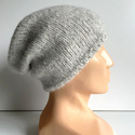 Ręcznie robiona czapka CHMURKA Alpaka 03 Perłowy Szary