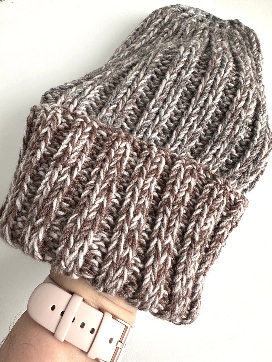 Wywijana czapka merino HELLI 100% Baby Merino 32 Turkusowy