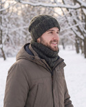 LAURIN Turn-Up Beanie 100% Alpaca 7815 Leśny mix zielony