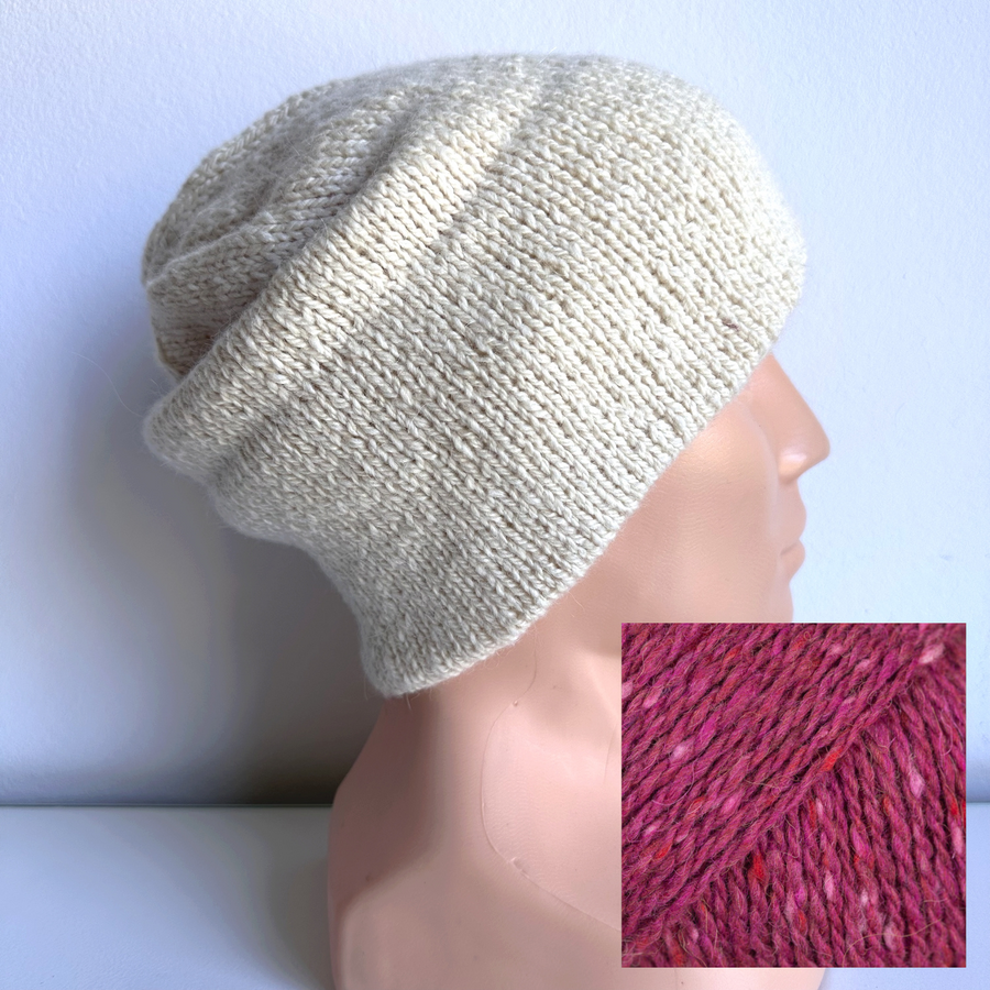 Ręcznie robiona Czapka hand made Tweed 14 Sorbet Cherry