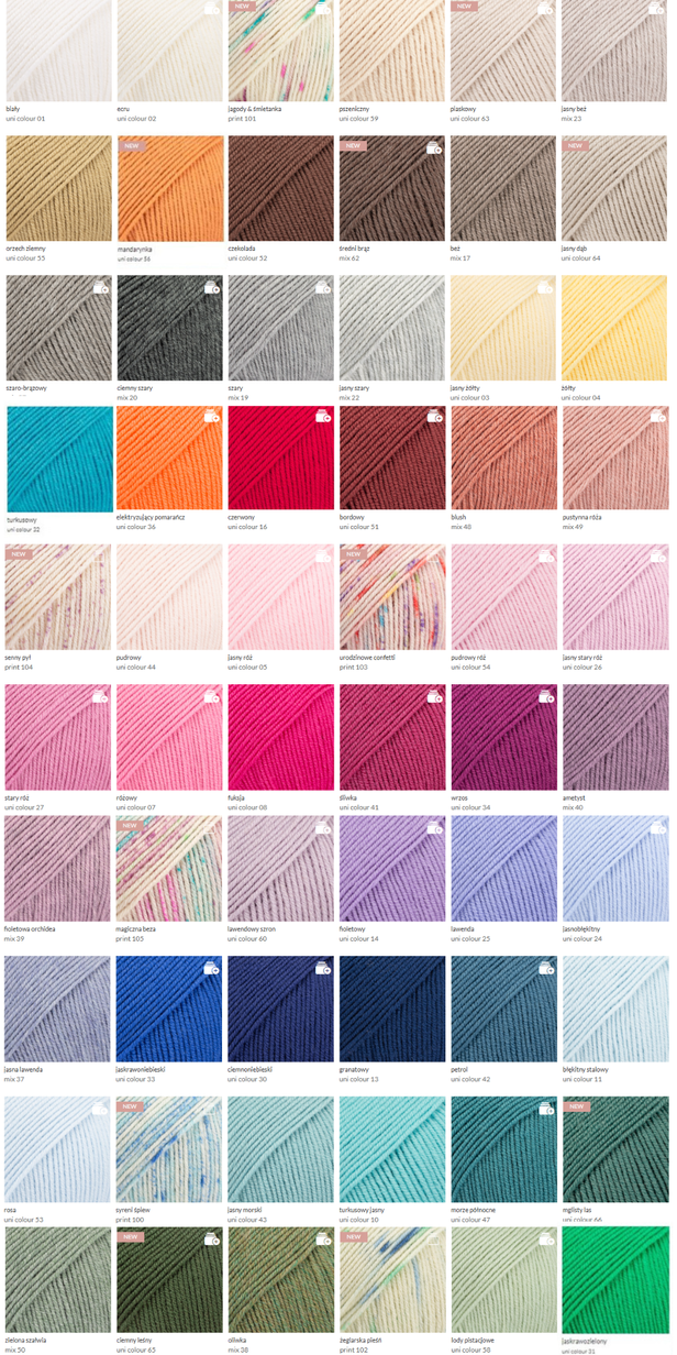 Ręcznie robiony KOMIN NANA 100% Baby Merino - WYBIERZ KOLOR