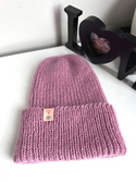 Ręcznie robiona czapka beanie AUREA 100% Baby Merino plus moher i jedwab 27/04 Stary Róż