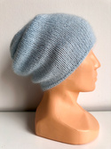 SOPHIA – ręcznie robiona ciepła czapka damska beanie merino + moher i jedwab 11/07 Błękitny Stalowy